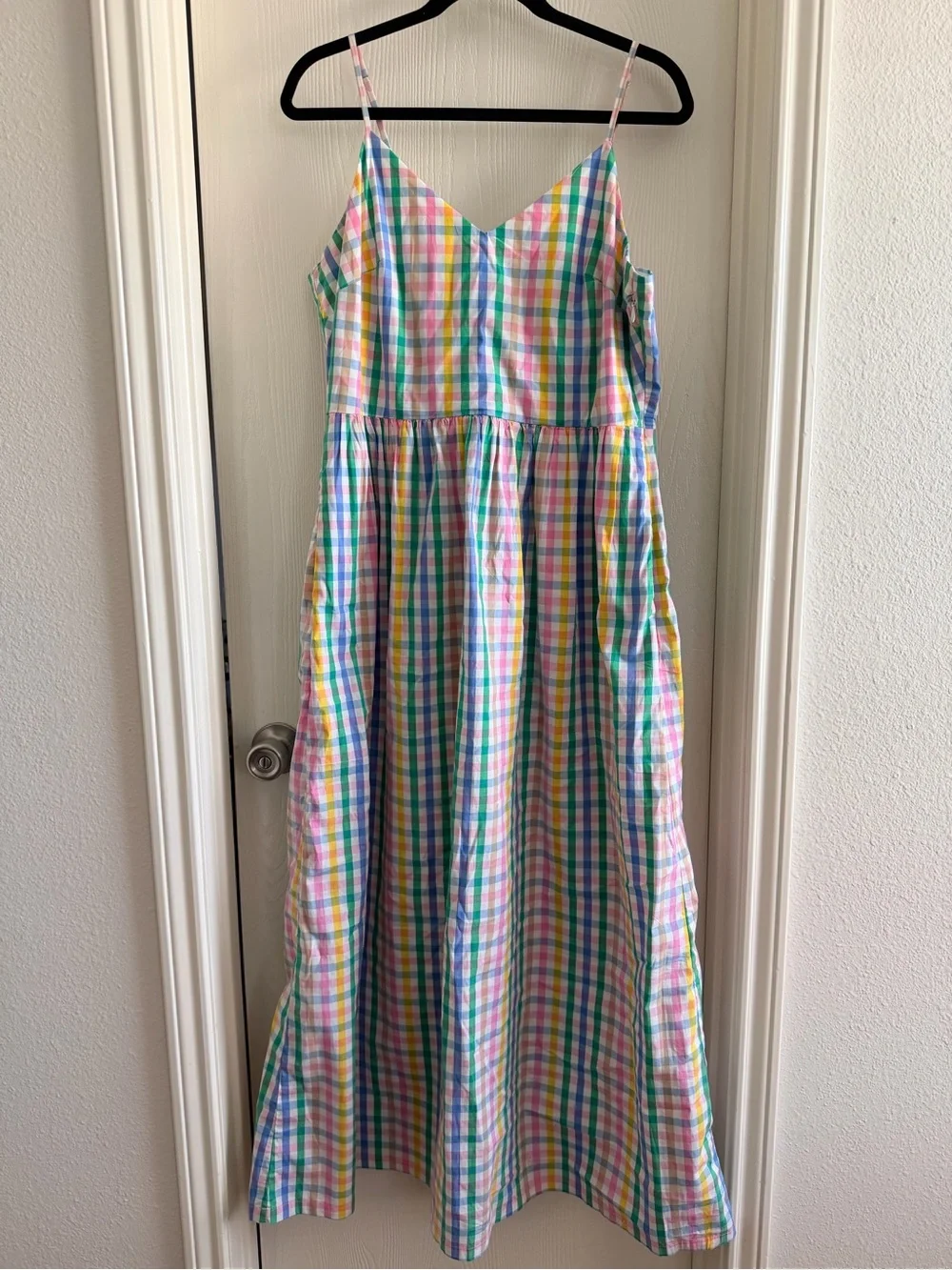 J. Crew Pastel Multi-Color Gingham Maxi Dress